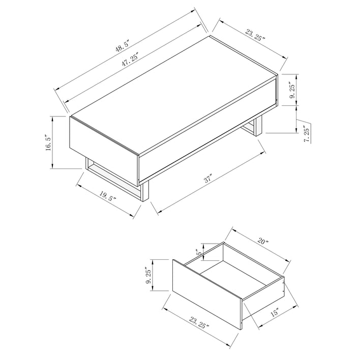 Coaster Atchison 2-drawer Coffee Table High Glossy White Default Title