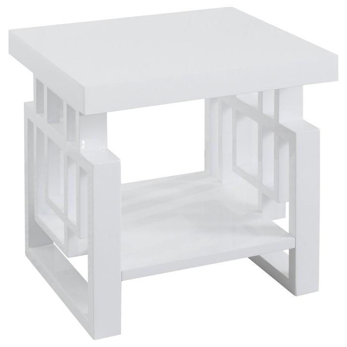 Coaster Schmitt Rectangular End Table High Glossy White Default Title