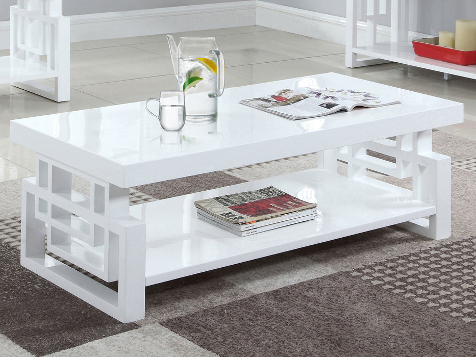 Coaster Schmitt Rectangular Coffee Table High Glossy White Default Title