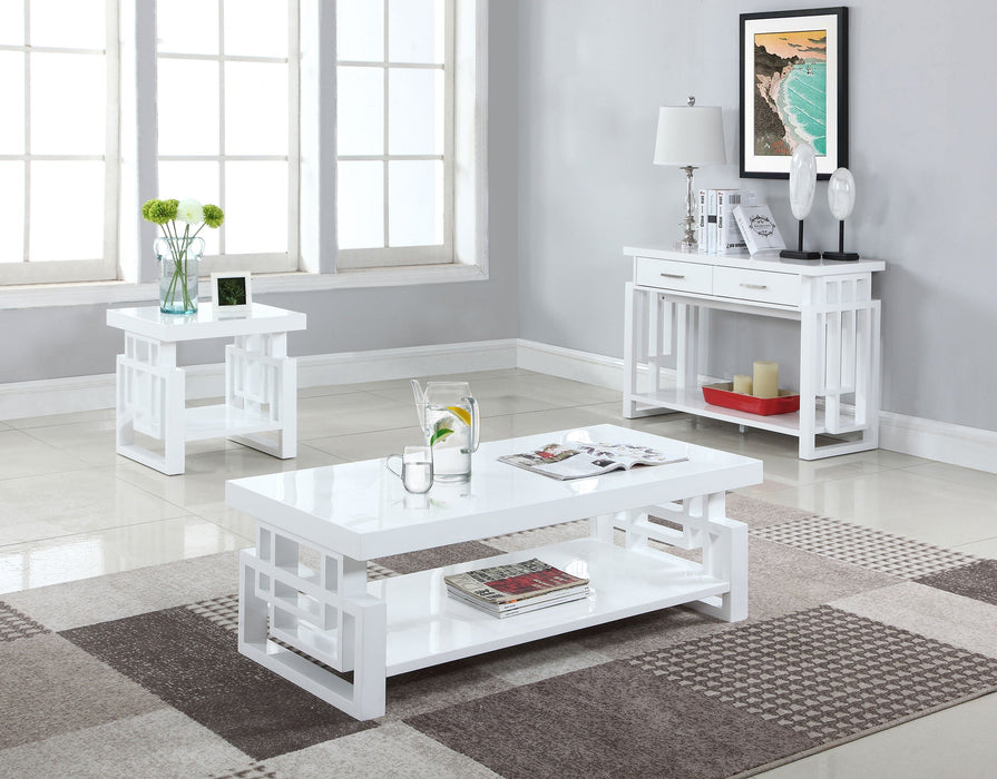 Schmitt Rectangular 2-drawer Sofa Table High Glossy White