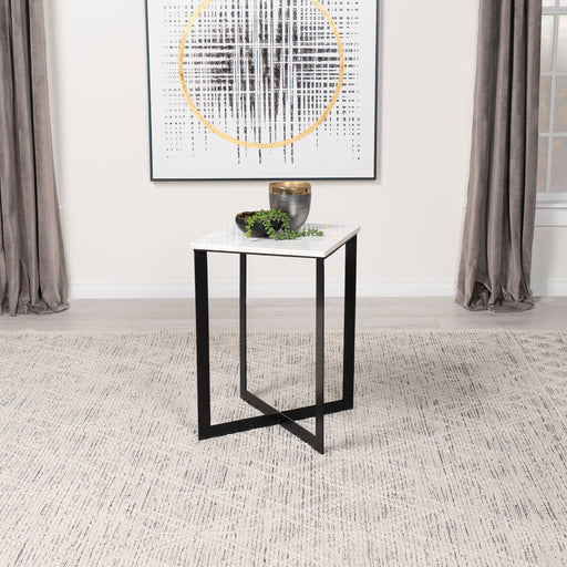 Coaster Tobin Square Marble Top End Table White and Black Default Title