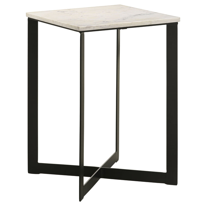 Coaster Tobin Square Marble Top End Table White and Black Default Title