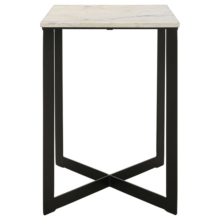 Coaster Tobin Square Marble Top End Table White and Black Default Title