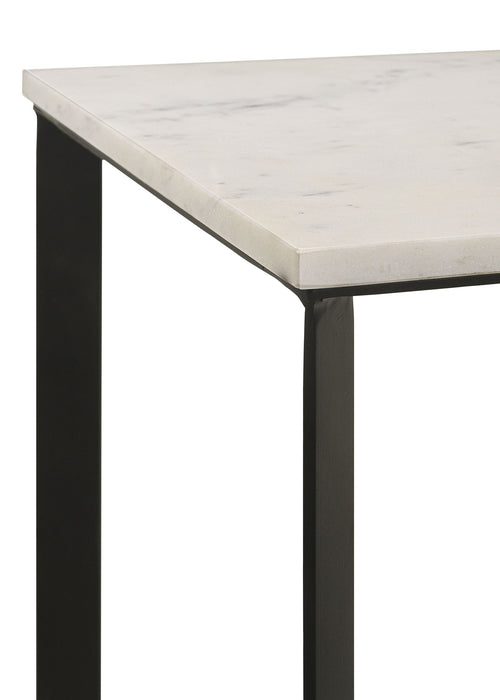 Coaster Tobin Square Marble Top End Table White and Black Default Title