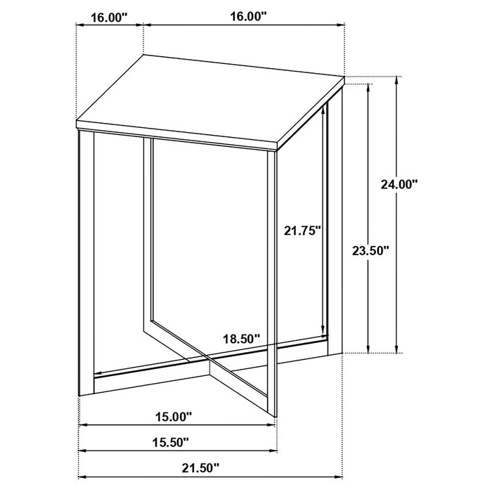 Coaster Tobin Square Marble Top End Table White and Black Default Title