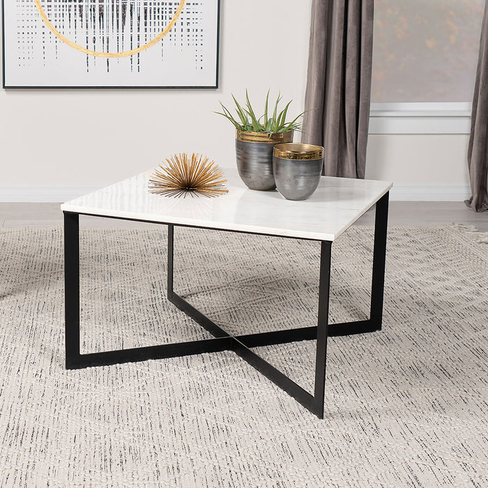 Coaster Tobin Square Marble Top Coffee Table White and Black Default Title