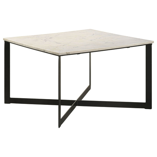 Coaster Tobin Square Marble Top Coffee Table White and Black Default Title