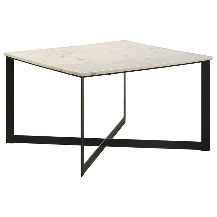 Coaster Tobin Square Marble Top Coffee Table White and Black Default Title