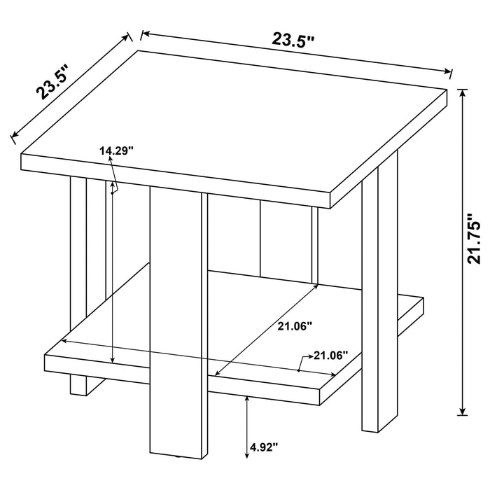 Coaster Dawn Square Engineered Wood End Table With Shelf Mango Default Title