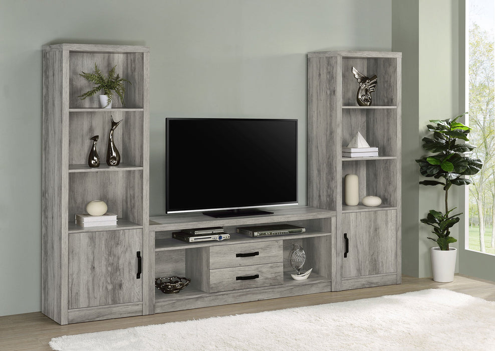 Coaster Burke 3-shelf Media Tower With Storage Cabinet Grey Driftwood Default Title