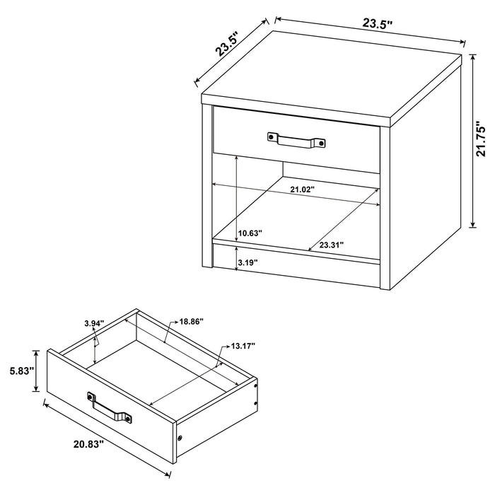 Coaster Felix 1-drawer Square Engineered Wood End Table Grey Driftwood Default Title