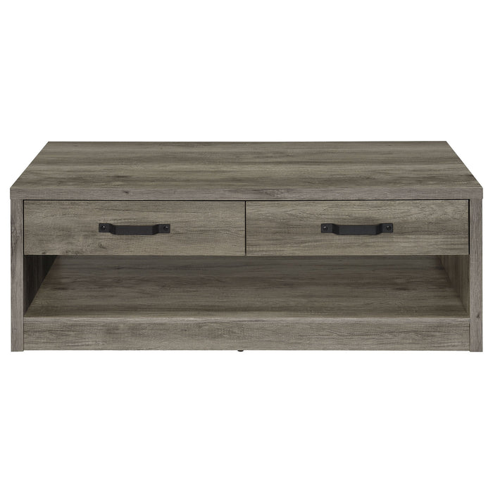 Coaster Felix 2-drawer Rectangular Engineered Wood Coffee Table Grey Driftwood Default Title