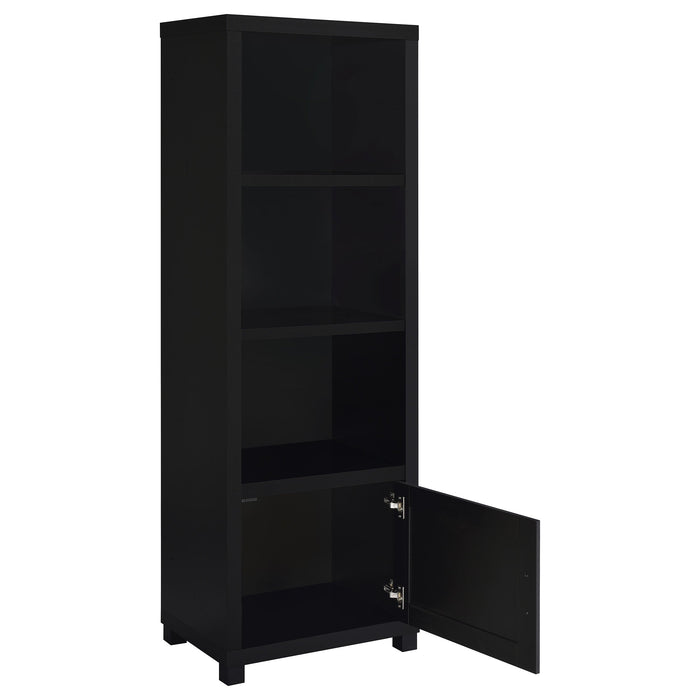 Coaster Jupiter 3-shelf Media Tower Bookcase with Storage Cabinet Black Default Title