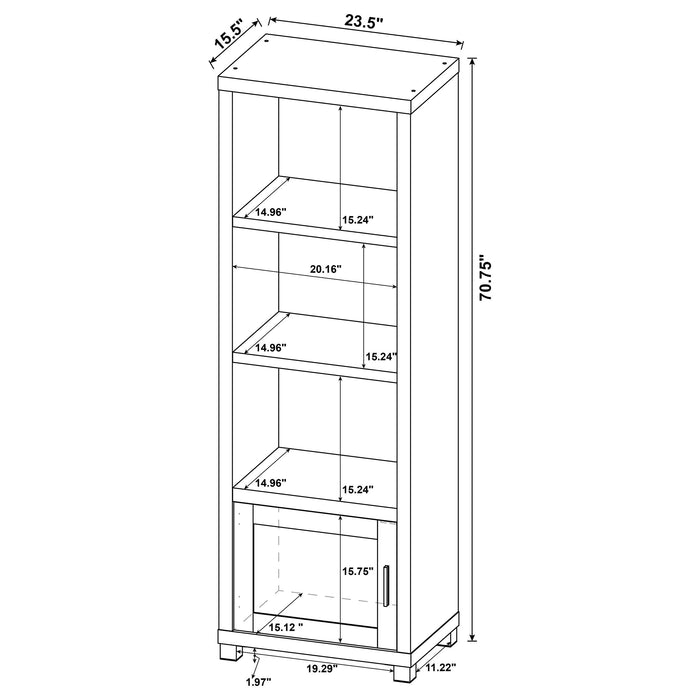 Coaster Jupiter 3-shelf Media Tower Bookcase with Storage Cabinet Black Default Title