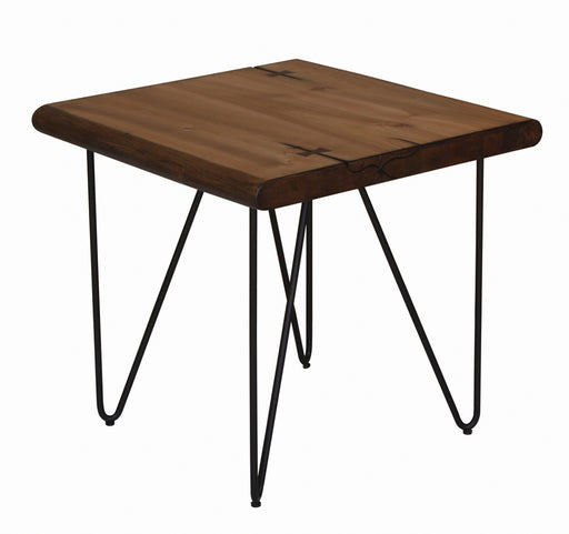 Square Wood Top End Table Natural Honey