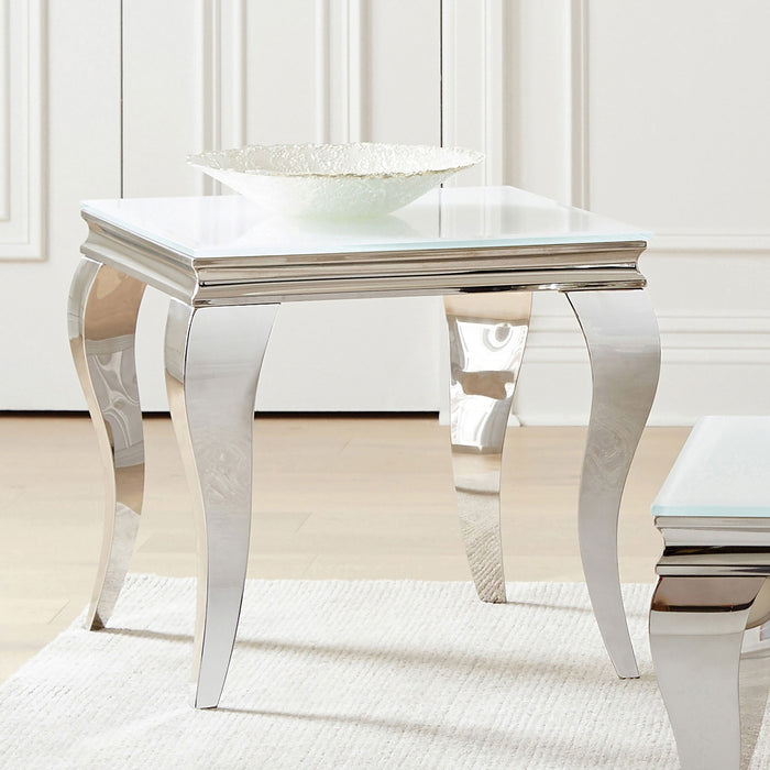 Coaster Carone Square End Table White and Chrome Default Title