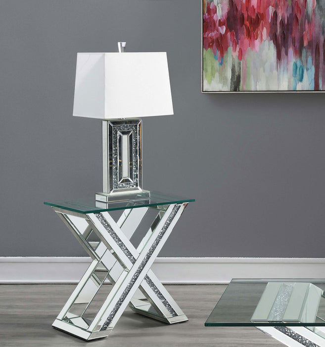 Bonnie X-base Rectangle Glass Top End Table Mirror