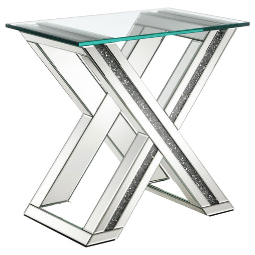 Bonnie Rectangular Mirrored Glass Top End Table Silver