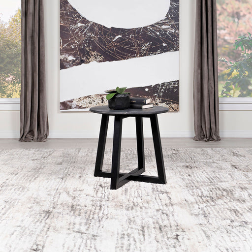 Coaster Skylark Round End Table with Marble-like Top Letizia and Light Oak Default Title