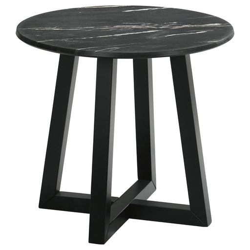 Coaster Skylark Round End Table with Marble-like Top Letizia and Light Oak Default Title