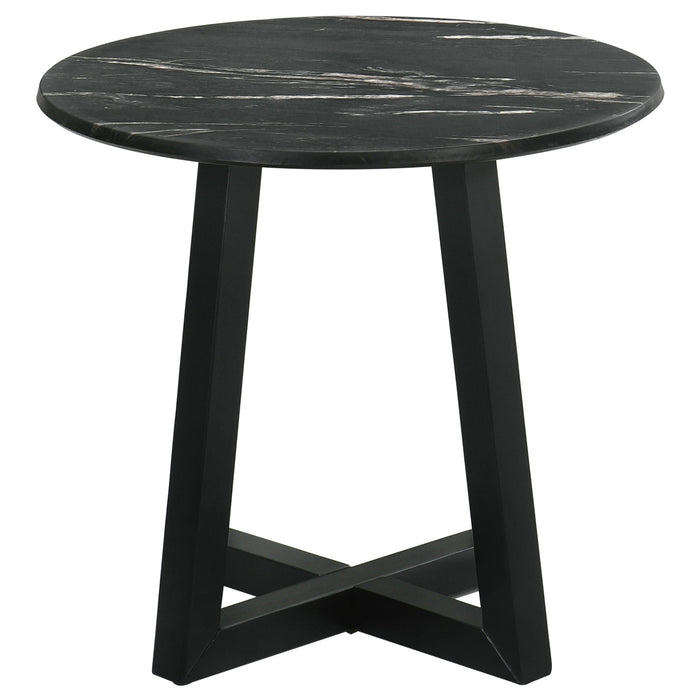 Coaster Skylark Round End Table with Marble-like Top Letizia and Light Oak Default Title