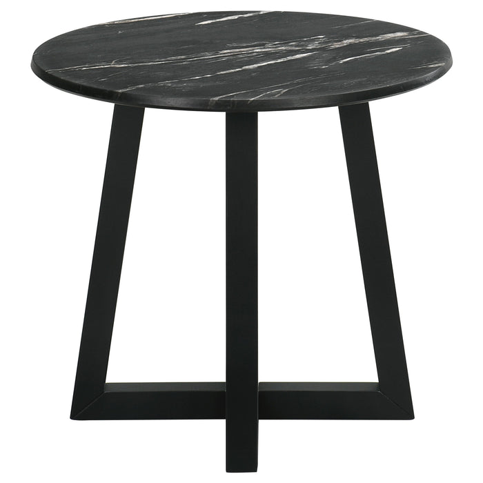 Coaster Skylark Round End Table with Marble-like Top Letizia and Light Oak Default Title