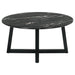 Coaster Skylark Round Coffee Table with Marble-like Top Letizia and Light Oak Default Title