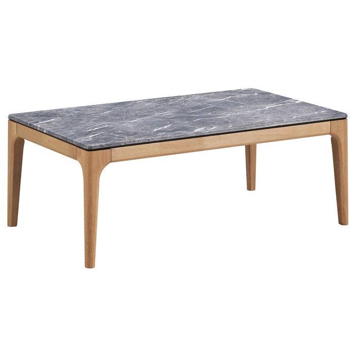 Coaster Polaris Rectangular Coffee Table with Marble-like Top Teramo and Light Oak Default Title