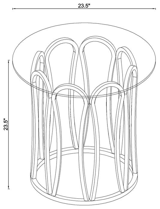 Coaster Monett Round End Table Chocolate Chrome and Clear Default Title