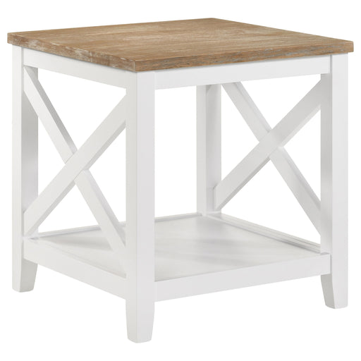 Coaster Maisy Square Wooden End Table With Shelf Brown and White Default Title