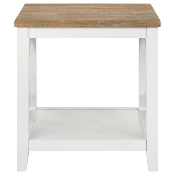 Coaster Maisy Square Wooden End Table With Shelf Brown and White Default Title