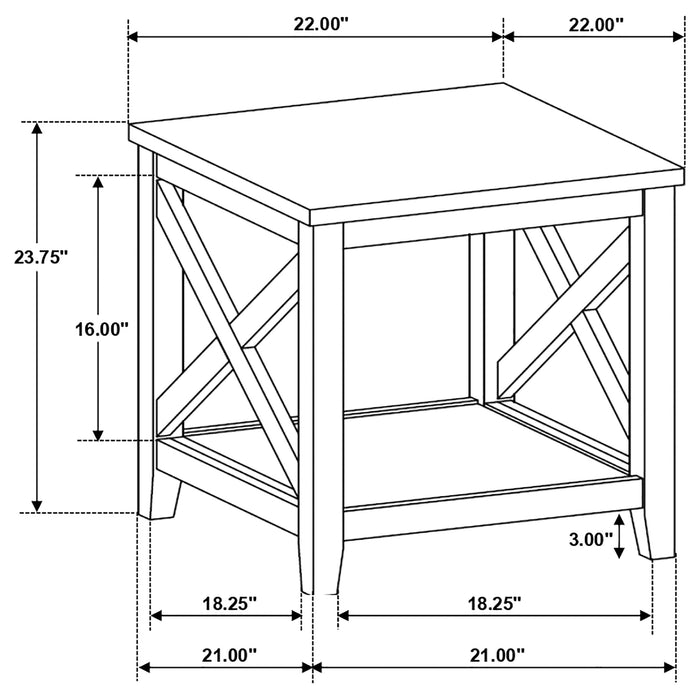 Coaster Maisy Square Wooden End Table With Shelf Brown and White Default Title