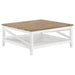 Coaster Maisy Square Wooden Coffee Table With Shelf Brown and White Default Title