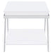 Coaster Marcia Wood Rectangular End Table White High Gloss and Chrome Default Title