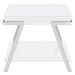 Coaster Marcia Wood Rectangular End Table White High Gloss and Chrome Default Title