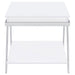 Coaster Marcia Wood Rectangular End Table White High Gloss and Chrome Default Title