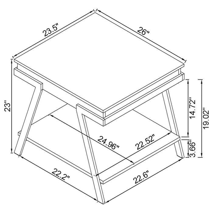 Coaster Marcia Wood Rectangular End Table White High Gloss and Chrome Default Title