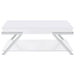 Coaster Marcia Wood Rectangular Lift Top Coffee Table White High Gloss and Chrome Default Title