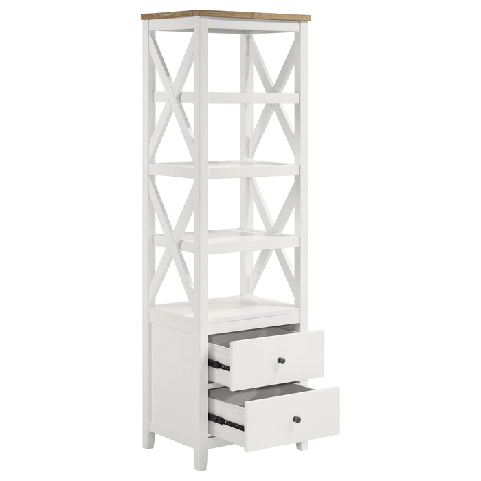 Coaster Angela 4-shelf Wooden Media Tower with Drawers Brown and White Default Title