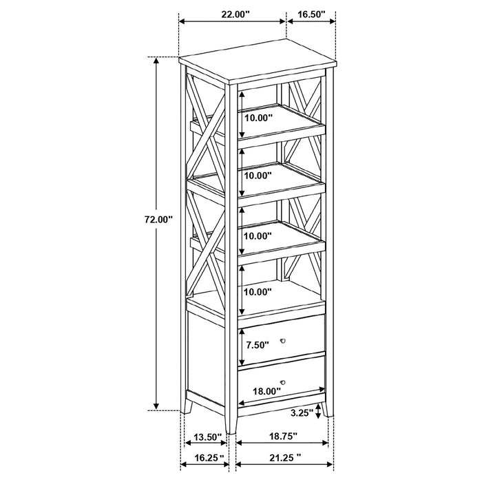 Coaster Angela 4-shelf Wooden Media Tower with Drawers Brown and White Default Title