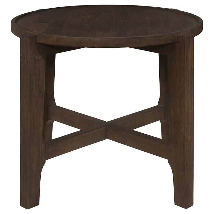 Coaster Cota Round Solid Wood End Table Dark Brown Default Title