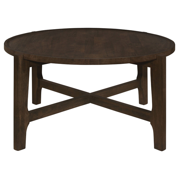 Coaster Cota Round Solid Wood Coffee Table Dark Brown Default Title