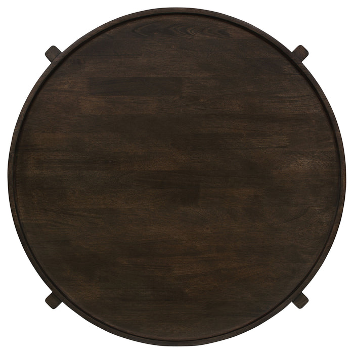 Coaster Cota Round Solid Wood Coffee Table Dark Brown Default Title