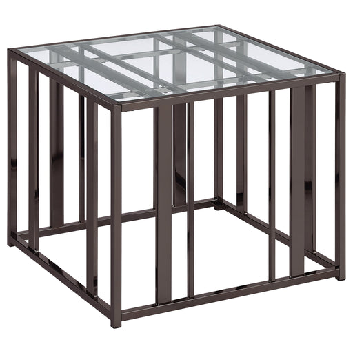 Coaster Adri Rectangular Glass Top End Table Clear and Black Nickel Default Title