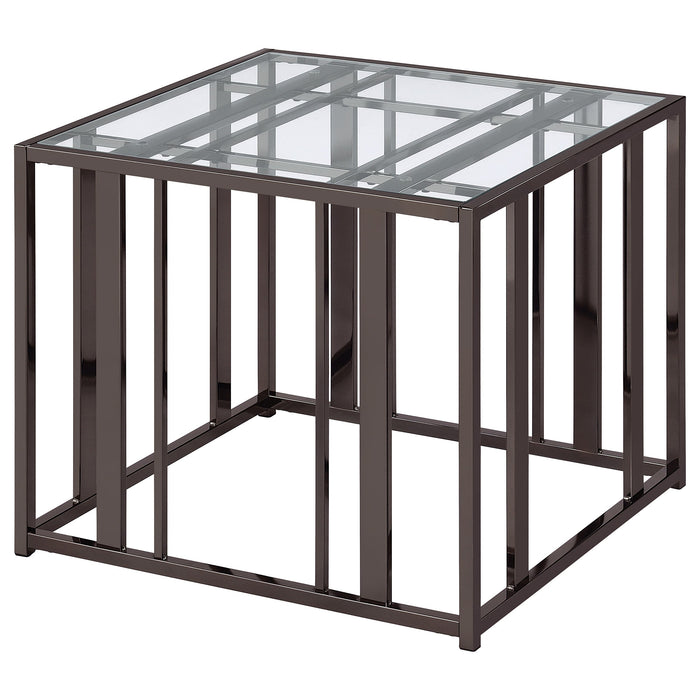 Coaster Adri Rectangular Glass Top End Table Clear and Black Nickel Default Title