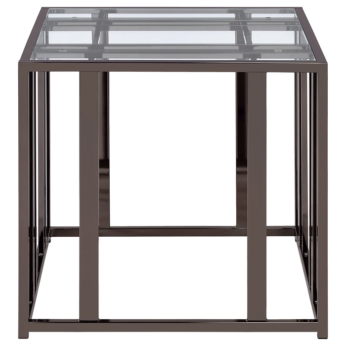 Coaster Adri Rectangular Glass Top End Table Clear and Black Nickel Default Title