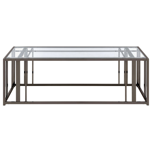 Coaster Adri Rectangular Glass Top Coffee Table Clear and Black Nickel Default Title