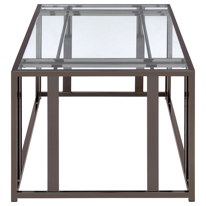 Coaster Adri Rectangular Glass Top Coffee Table Clear and Black Nickel Default Title