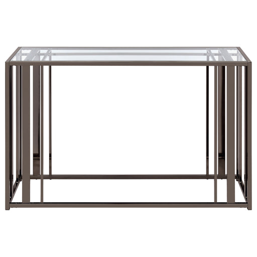 Coaster Adri Rectangular Glass Top Sofa Table Clear and Black Nickel Default Title