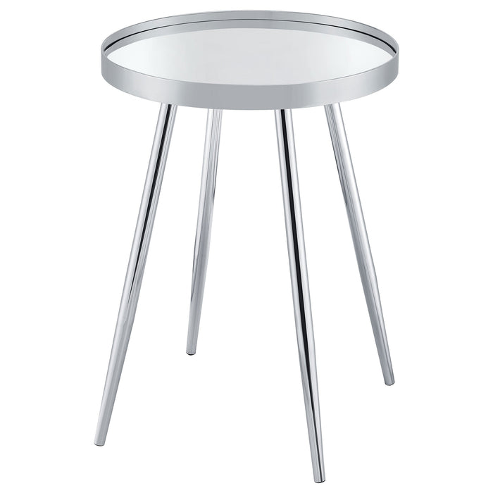 Coaster Kaelyn Round Mirror Top End Table Chrome Default Title